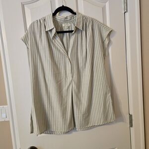 Max Studio Sage Green/White Striped Shirt